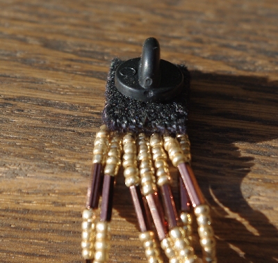 MBA #5633B-3705  "Metallic Silver & Copper Set Of 6 Glass Bead Fringe Pins"