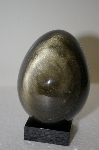 MBA #11-085  "Jumbo Black Obsidian With Double Silver Sheen Hand Cut & Polished Egg