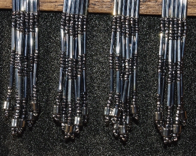 MMBA #5633B-3717  "Metallic Grey Set Of 6 Glass Bead Fringe Pins"