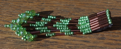MBA #5633B-3746 "Metallic Copper & Red, White & Blue Set Of 6 Glass Bead Fringe Pins"