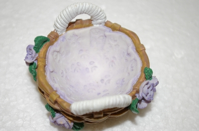 +MBA #11-409   1990's Set Of 2 Lavender Rose Basket Egg Holders