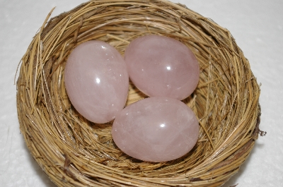 +MBA #12-232  Set Of 3 Beautiful Hand Cut & Polished Rose Quartz Eggs