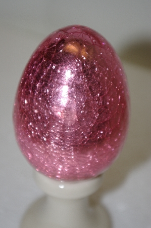 +MBA #12-132  1990's Large Pink Cracked Glass Egg