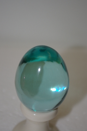 +MBA #12-127  1990's Clear Green Large Glass Egg