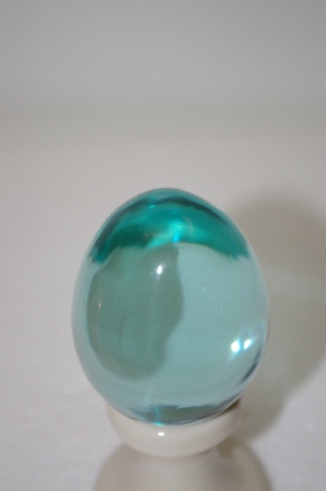 +MBA #12-127  1990's Clear Green Large Glass Egg