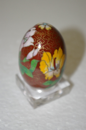 +MBA #12-102  1990's Brown & Floral Cloisaonne Egg