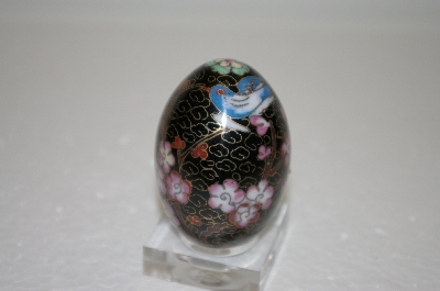 +MBA #12-098  1990's Black Floral Cloisaonne Egg