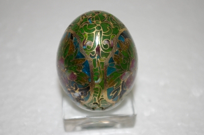 +MBA #12-034  Unique Brass Hand Inlayed With Glass Egg
