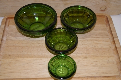 +MBA #13-158   "2004 Set Of 4 Bottle Green Spice Bowls"