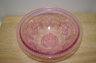 +MBA #13-014   "Small Pink Floral & Hobnail Embossed Serving Bowl