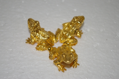 +MBA #12-175 Set Of 2 Large Gold Plated Frog Egg Holders
