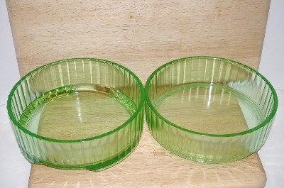 +MBA #9-266  "Green Depression Glass Food Storage Dishes