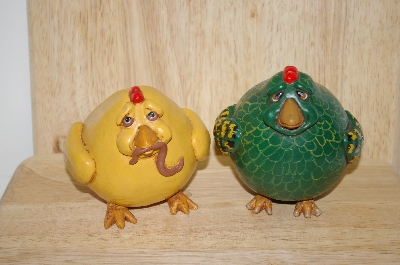 +MBA #14-026  "A Pair Of Hand Carved Artist Signed Chickens