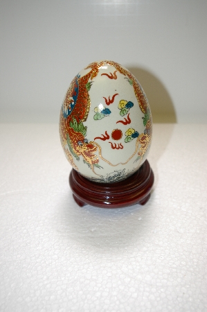 +MBA #14-172A  Large Asian White Porcelain Hand Painted Egg