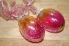 +MBA #14-278  Set Of 2 Pink Iredescent Crackle Glass Egg Ornaments