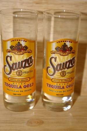 +Set Of 2 "Sauza" Tequila Tall Shot Glasses