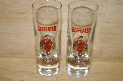 +Set Of 2 "BEEFEATER" London Gin Tall Shot Glasses