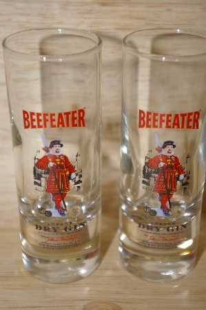 +Set Of 2 "BEEFEATER" London Gin Tall Shot Glasses