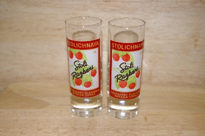 +Set Of 2 "Stoli Razkeri" Russian Vodka Tall Shot Glasses