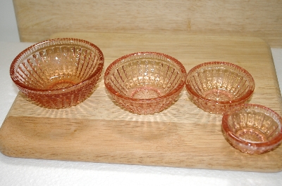 +MBA #15-056    "Set Of 4 Pink Glass Hobnail Embossed Spice Bowls