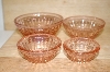 +MBA #15-056    "Set Of 4 Pink Glass Hobnail Embossed Spice Bowls