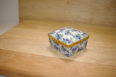 +Square White Porcelain Blue  Floral Trinket Box