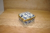 +Square White Porcelain Blue  Floral Trinket Box