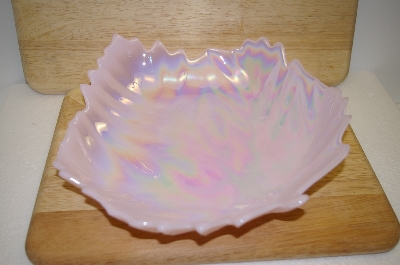 +MBA #14-091    "Pink Milk Glass Leaf Shaped Candy Dish