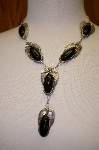 +MBA #16-087  Beautiful Artist "DB" Signed Black Onyx & Sterling Necklace