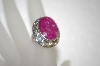 +MBA #16-277  Fancy Sterling Set Russian Ruby Ring 
