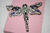 +MBA #16-584  Large Beautiful Blue & Clear Crystal Dragonfly Pin