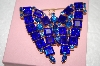 +MBA #16-411  Beautiful Blue Glass Butterfly Brooch
