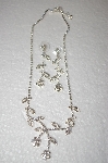Crystal Floral Necklace With Matching Pierced Earrings
