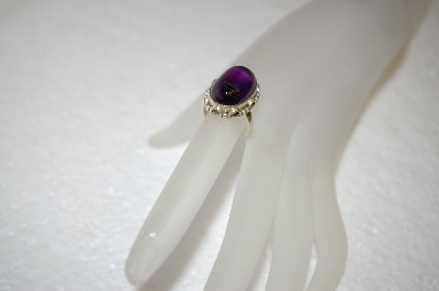 +MBA #17-679  Cabochon Amethyst Sterling Ring