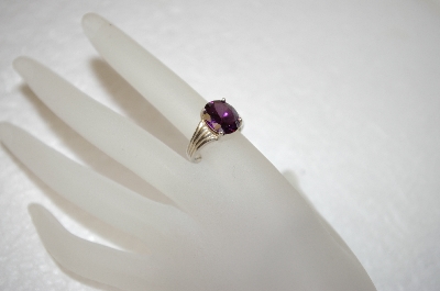 +MBA #17-701  Oval Cut Amethyst Sterling Ring