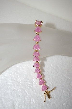 +MBA #17-719  Pink Glitter Glass 18K Technibond Bracelet