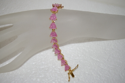 +MBA #17-719  Pink Glitter Glass 18K Technibond Bracelet
