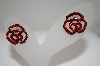 +MBA #18-210  Red Crystal Rose Earrings