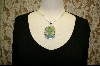 +MBA #GTP    " Green With Golden Martrix Turquoise Pendant