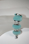 +MBA #18-187   "6 Stone Blue Jade Sterling Bracelet