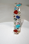 +MBA #18-171  11 Gemstone Mosaic Sterling Bracelet