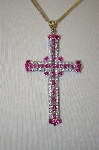 +MBA #19-096  "Charles WinstonCreated Pink Ruby & Sapphire Large Cross Pendant