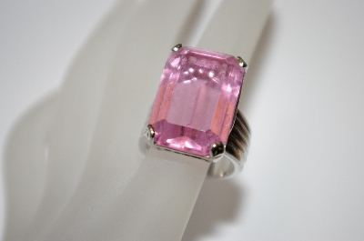 +MBA #19-510  Large Square Cut Pink CZ Ring