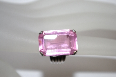 +MBA #19-510  Large Square Cut Pink CZ Ring