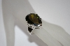 +MBA #19-533  Large Green Pear Cut CZ Sterling Ring