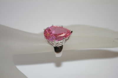 +MBA #19-468A  Large Pear Cut Pink CZ Ring