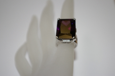 +MBA #19-531  Large Square Cut Purple CZ Sterling Ring