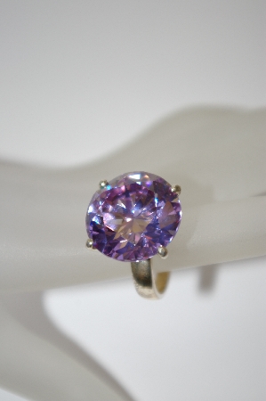 +MBA #19-491  Large Round Cut Lavender CZ Ring