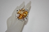 +MBA #19-463  Huge Champagne Oval Cut CZ Ring