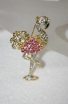 Pink & Clear Crystal Fancy Flamingo Pin